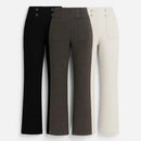 [Leve 3, Pague Só 2] Calça Solena Feminina em Algodão, Poliéster e Viscose de Cintura Alta com Botões Frontais