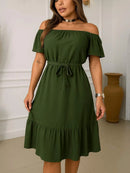 Vestido Feminino Ombro a Ombro Com Laço Removível